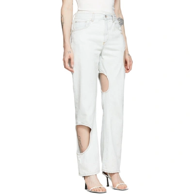 Shop Off-white Blue Baggy Hole Jeans In Lt Blue