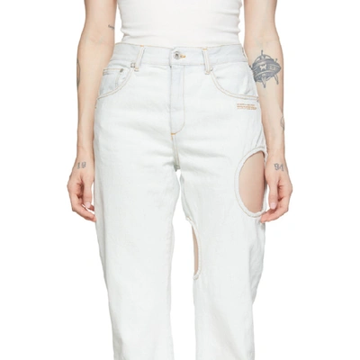 Shop Off-white Blue Baggy Hole Jeans In Lt Blue