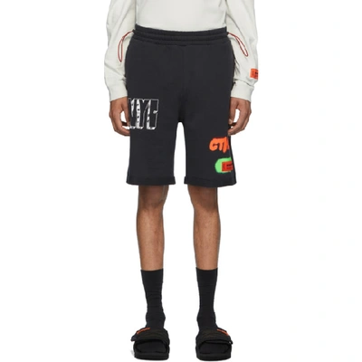 Shop Heron Preston Black Style Sweat Shorts In 1001 Blkwht