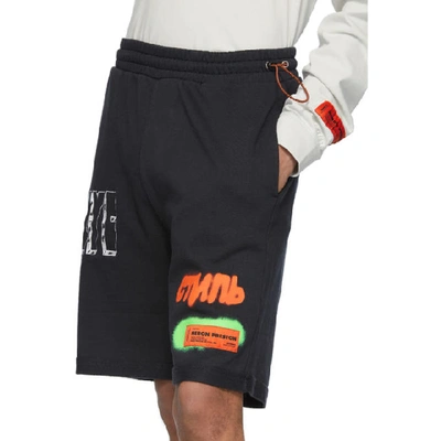 Shop Heron Preston Black Style Sweat Shorts In 1001 Blkwht