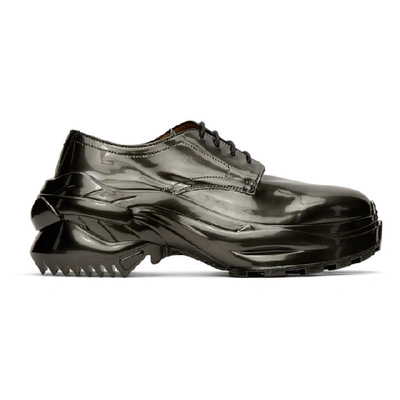 Shop Maison Margiela Gunmetal Cross Derbys In T8092 Drkgr