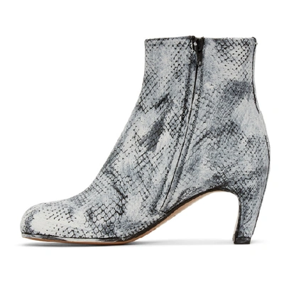 Shop Maison Margiela Black And White Python Painted Tabi Boots In H1532 Black