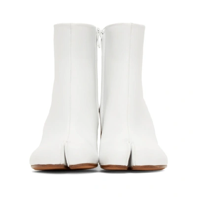 Shop Maison Margiela White Leather Tabi Ankle Boots In T1003 White