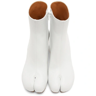 Shop Maison Margiela White Leather Tabi Ankle Boots In T1003 White