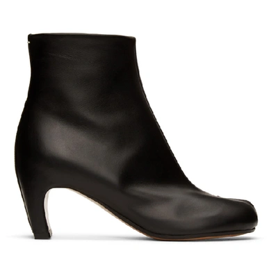 Shop Maison Margiela Black Leather Tabi Ankle Boots In T8013 Black