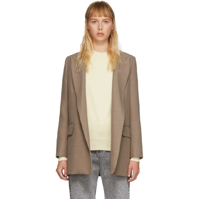 Shop Ami Alexandre Mattiussi Taupe Buttonless Long Blazer In 281 Taupe