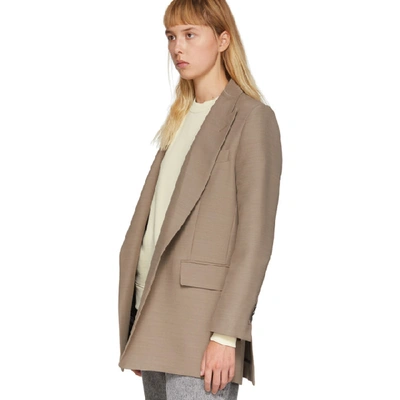 Shop Ami Alexandre Mattiussi Taupe Buttonless Long Blazer In 281 Taupe