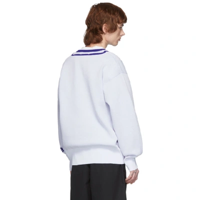 Shop Xander Zhou White And Navy 2020 Sweater In White/navy
