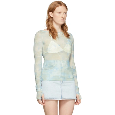 Shop Off-white Blue Tie-dye Basic Sheer T-shirt In Lt Blue