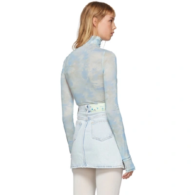 Shop Off-white Blue Tie-dye Turtleneck Bodysuit In Lt Blue