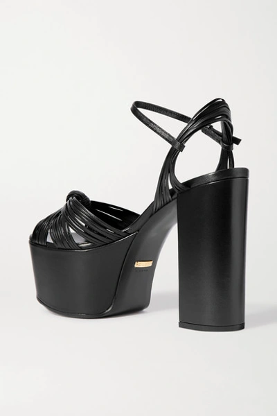 Shop Gucci Crawford Knotted Leather Platform Sandals In Black