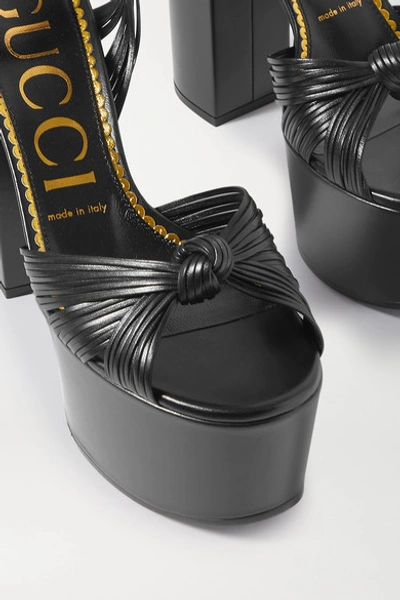Shop Gucci Crawford Knotted Leather Platform Sandals In Black