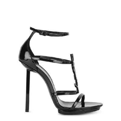 Shop Saint Laurent Cassandra 110 Black Patent Leather Sandals