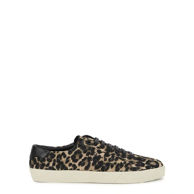 Shop Saint Laurent Court Leopard-print Suede Sneakers