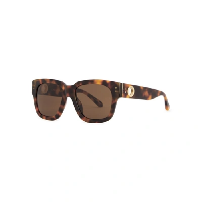 Shop Linda Farrow Luxe Amber Tortoiseshell Square-frame Sunglasses