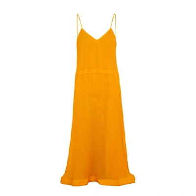 Shop Jw Anderson Yellow Crinkled Cotton-blend Dress