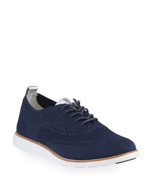 Cole Haan Women's Original Grand Stitchlite Knit Wingtip Oxfords Ii In Marine Blue | ModeSens