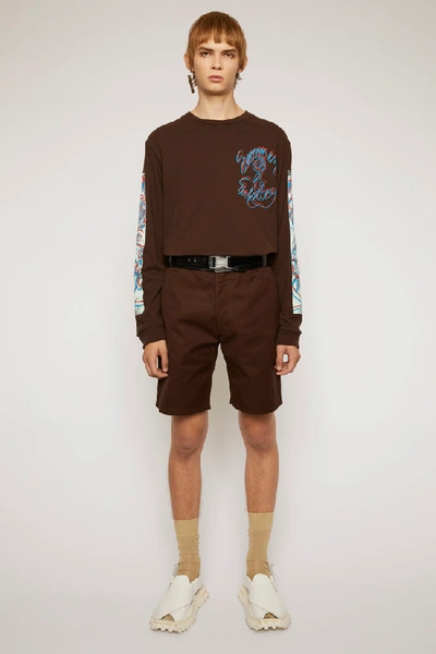 Shop Acne Studios Cotton-canvas Shorts Coffee Brown