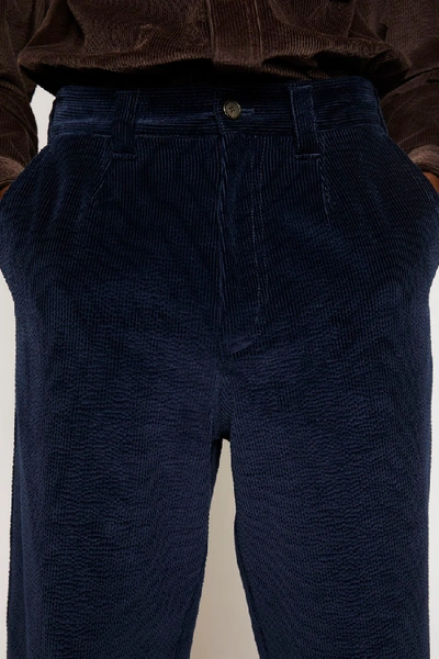 Shop Acne Studios Tapered Fit Corduroy Trousers Navy