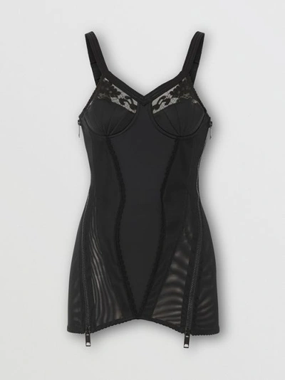 Shop Burberry Lace Detail Sat In Black