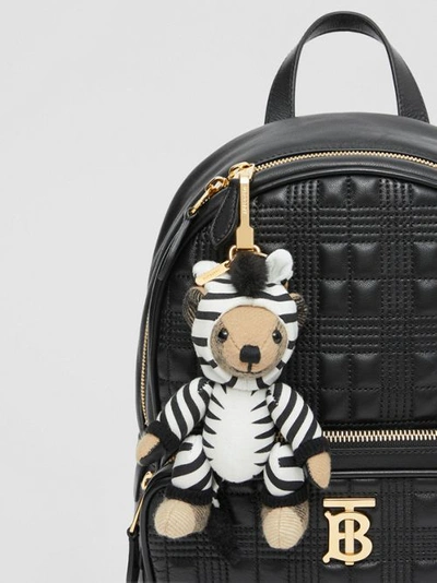 Shop Burberry Thomas Bear Charm In Zebra Costume In Archive Beige