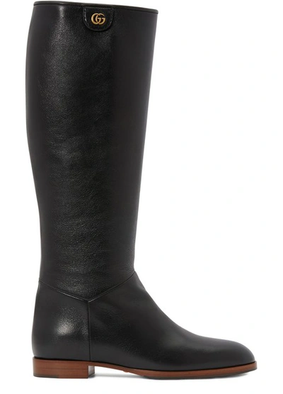 Shop Gucci Rebelle Leather Boots In Black