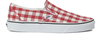 Shop Vans Klassische Slip-on-sneakers Aus Gingham In Racing Red/true White