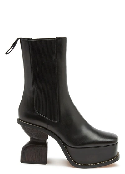 Shop Loewe Leather Ankle Boots In Black