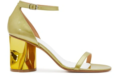 Shop Maison Margiela Gold-heeled Sandals In Spinach Green