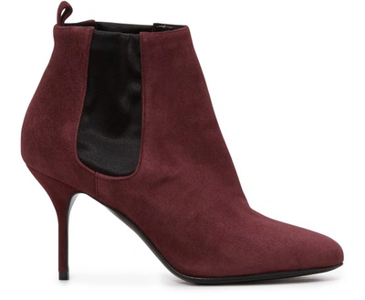 Shop Pierre Hardy Joe 80mm Suede And Satin Ankle Boots In Burgundy