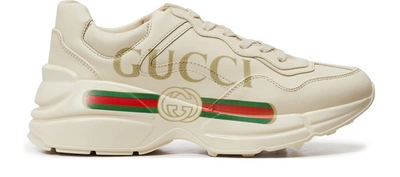 Shop Gucci Rhyton Logo Trainers In White