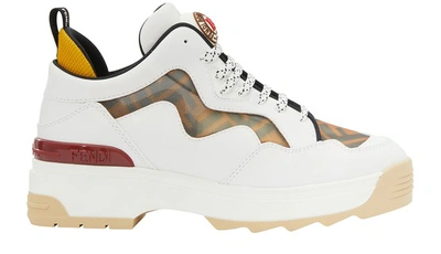 Shop Fendi T-rex Sneakers In Ultra White Tabacco