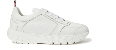 Shop Thom Browne Leather Trainers In White