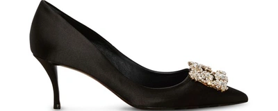 Shop Roger Vivier Flower Strass Pumps In Black