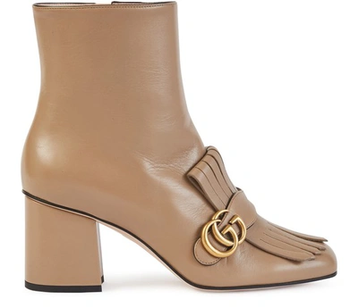 Shop Gucci Gg Marmont Ankle Boots In Mud