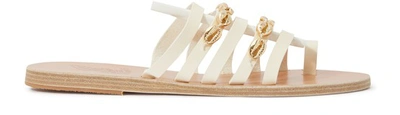 Shop Ancient Greek Sandals Niki Gold Sandals In Off White