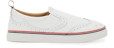 Shop Thom Browne Detailed Slip-ons In White