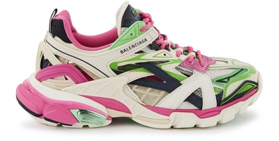 Shop Balenciaga Track 2 Open Trainers In White / Green / Pink