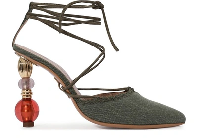 Shop Jacquemus Portofino Heeled Sandals In Green