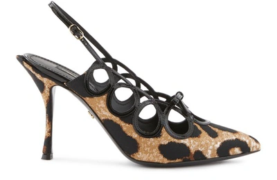 Shop Dolce & Gabbana Jacquard Sling Backs In Leo New