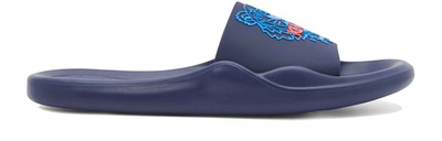 Shop Kenzo Tiger Flat Sandals In Midnight Blue