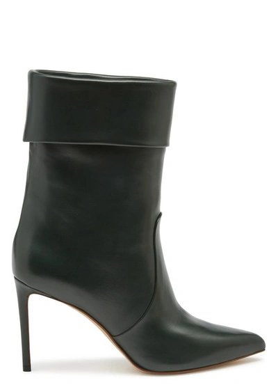 Shop Francesco Russo Slouchy Leather Ankle Boots In English Green