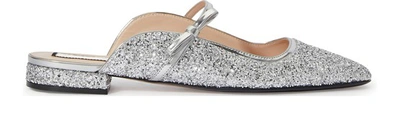 Shop N°21 Glitter Mules In Silver