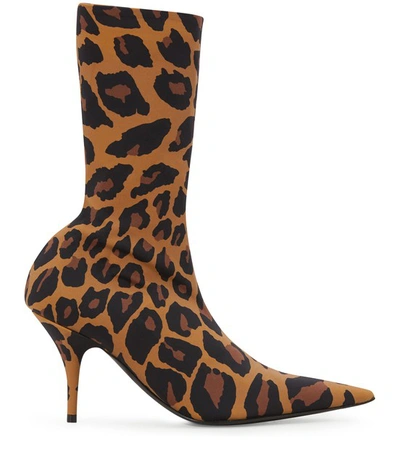 Shop Balenciaga Knife Ankle Boots In Leopard