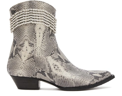Shop Chiara Ferragni Crystal Cowboy Boots In Grey Python
