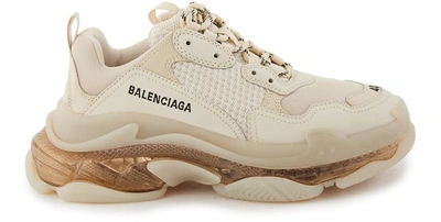 Shop Balenciaga Triple S Clear Sole Trainers In Off White