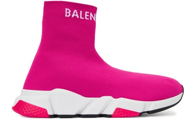 Shop Balenciaga Speed Sneakers In Fuchsia White