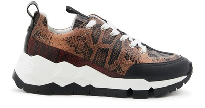Pierre Hardy Snake-print Low-top Sneakers In Embossed Calf Calf Multi Nude