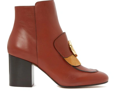 Shop Chloé C Ankle Boots In Sepia Brown
