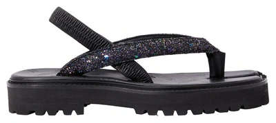 Shop Maison Margiela Glitter Sandals In Black